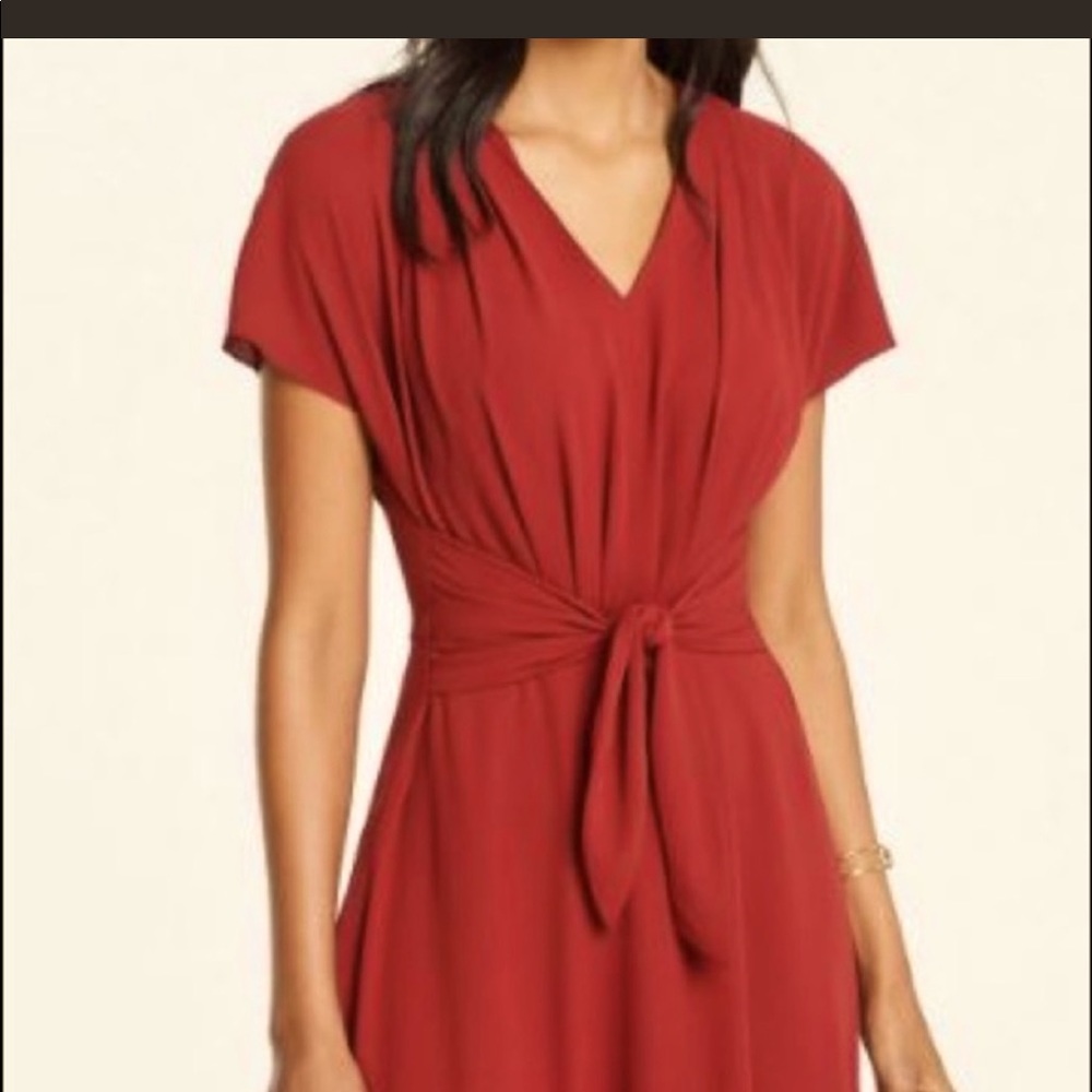 Ann Taylor Pleated Front Tie Flare Dress